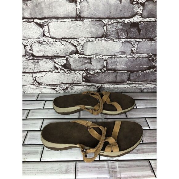 Teva Elzada Pecan Brown Leather Slides Sandals Women Sz 8M US/39EU 1099274 - Picture 7 of 16